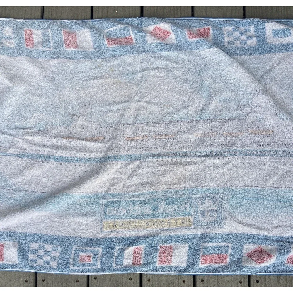 Royal Caribbean Cruise Ship Int’l Beach Towel Nautical Flags 60” Vintage 1990’s